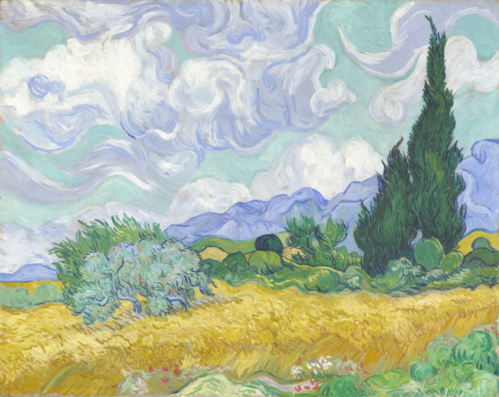 Картина «Пшеничное поле с кипарисами» была написана во время пребывания Ван Гога в лечебнице Святого Павла. Картина, вдохновленная видом из окна, была продана в 1993 году за 57 млн долларов предпринимателю Уолтеру Анненбергу.
