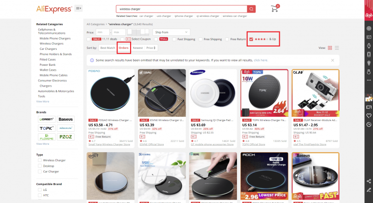 wireless chargers on AliExpress