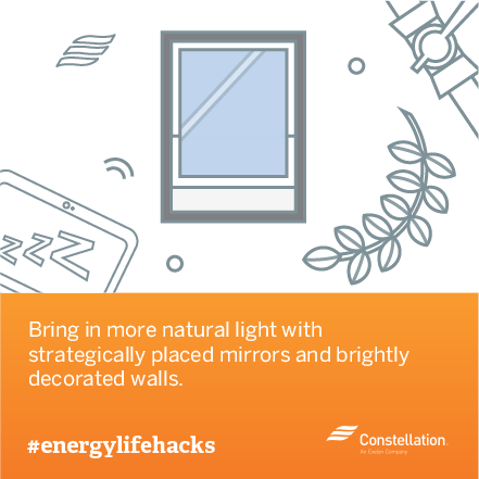 energy saving tip - bring in natural light with mirrors and paint