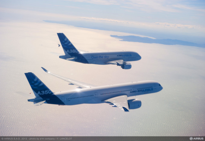 The A350 and A380 from Airbus 