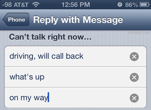 Set Reply with Message for incoming iPhone calls