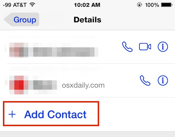 Add a contact to the group chat in Messages app of iOS