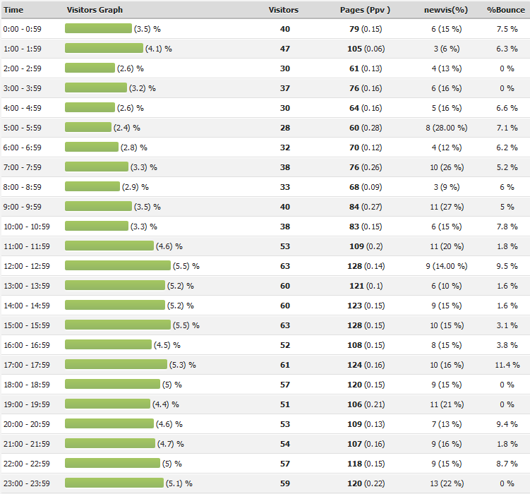 Example 24 hours website traffic statistics. Courtesy of : Histats.