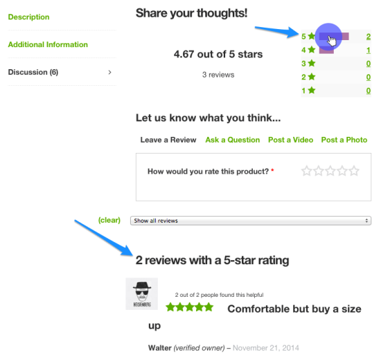 WooCommerce product reviews pro filter by star