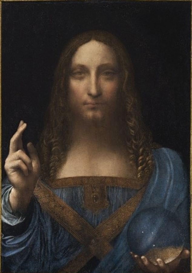 Salvator Mundi, above, sold for $450 million (£342 million) in 2017 but art expert Jacques Franck believes it is a ‘workshop Leonardo’ created by two of the artist’s assistants (file photo)