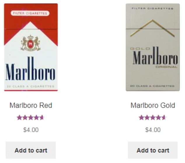 A packet of Marlboro Gold cigarettes retails for about $30 in Australia, but on the Ciggies World website a pack of 20 can be bought for $4