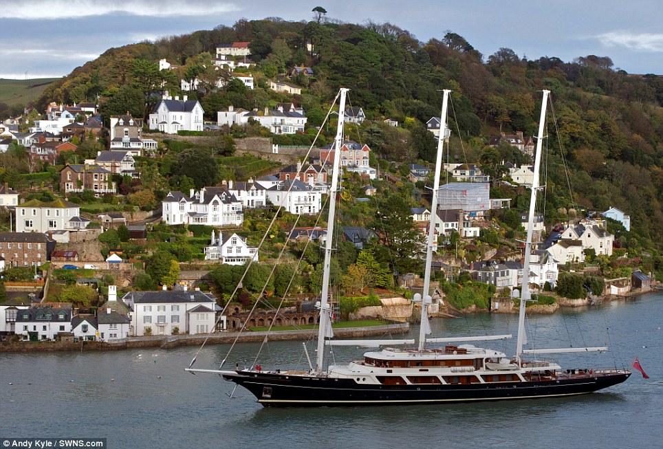 Vast: The sailing yacht, which can be seen here in all its glory is 300ft long and worth a staggering £100million