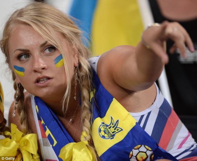 Lookers: Ukrainian fans at Euro 2012 were likely to be better looking than most, especially if from Kiev, according to a new list of the top ten cities with the most beautiful women