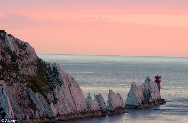 Beached: The boat ran aground on the Isle of Wight. Rescue workers had searched an area around The Needles (pictured)