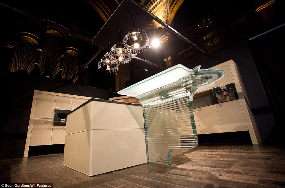 Illuminating: The £1m kitchen comes with a £26,000 Swarovski chandelier