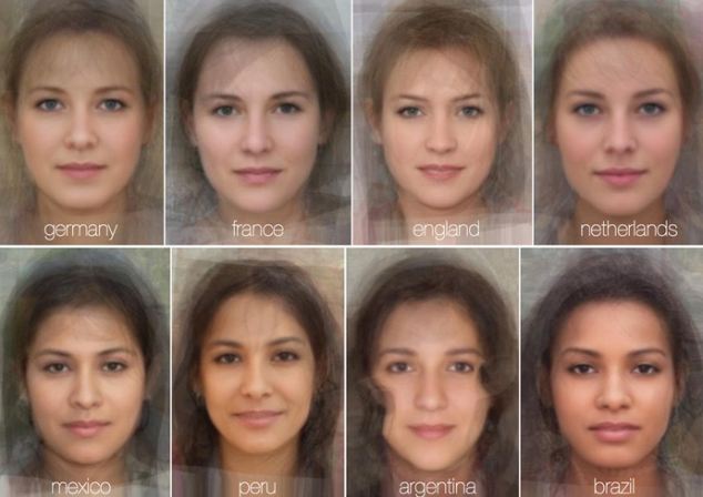 The face of the average woman from a variety of countries including England, China and Central Africa has been deduced by scientists