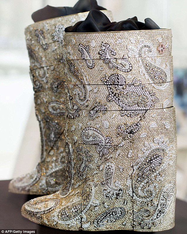 The value of the diamond-encrusted boots is estimated to be 2.4 million euros, or about £1,995,972, making them the most expensive pair ever to have been made.
