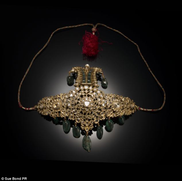 A 19th century turban ornament is on loan from a private museum in the USA and is made from gold, diamonds, emeralds, pearl and enamel