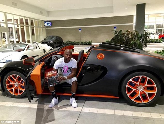 Mayweather took to Instagram  to show off his new Bugatti Veyron Grand Sport Vitesse, worth over $3m