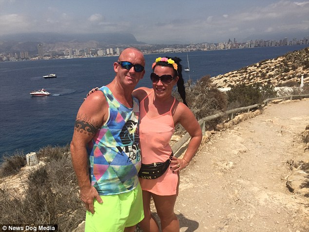 The couple, pictured in Benidorm before the accident, admitted her obsession with treatments was ruining their marriage