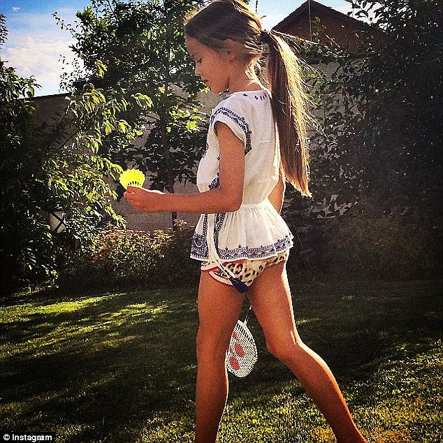 This is one of the photographs of Kristina, then nine, which drew worrying remarks on Instagram. Lewd comments about the child model