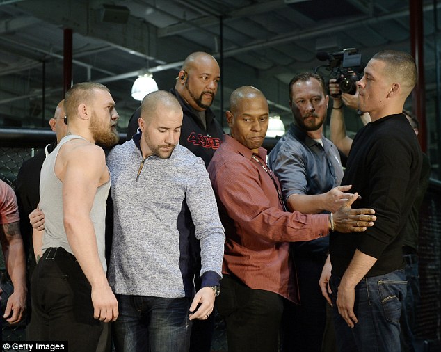 McGregor came face to face with Diaz after the Californian stepped in to replace Dos Anjos