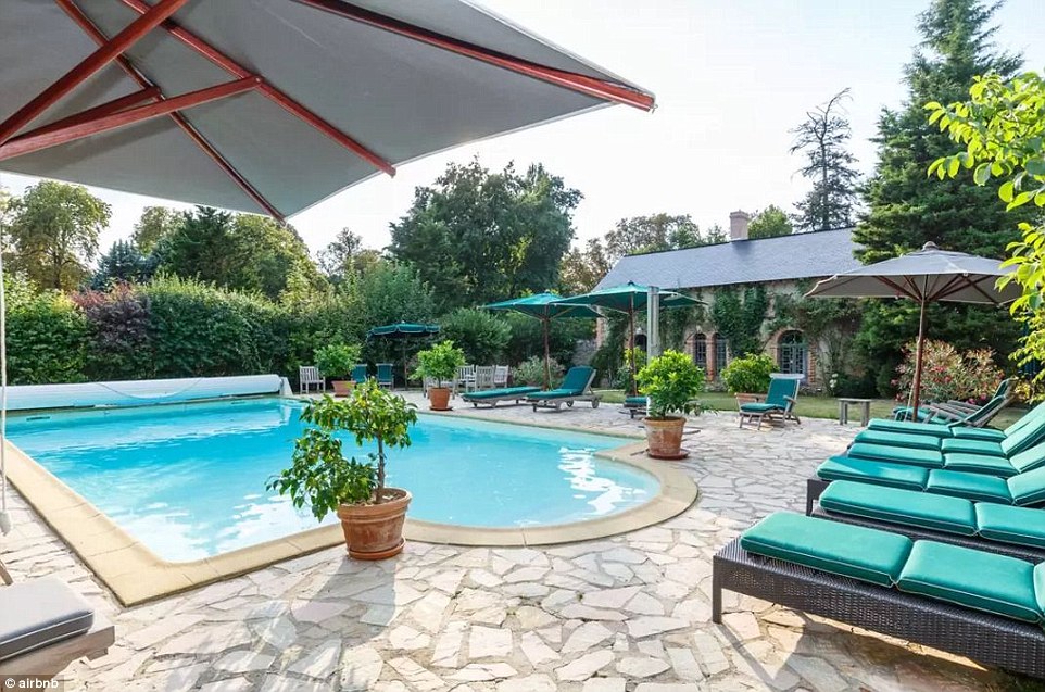 Pool party: Accommodating 32 guests across 17 bedrooms and 15 bathrooms, the stunning rental has its own heated swimming pool, sauna and 50 hectare park