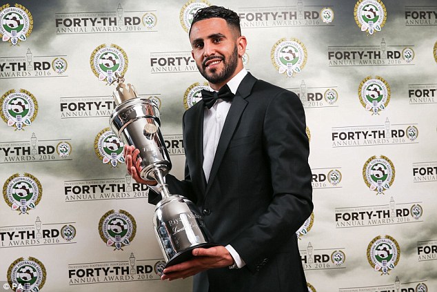 Riyad Mahrez poses with the PFA Player of the Year award following his sensational season with Leicester
