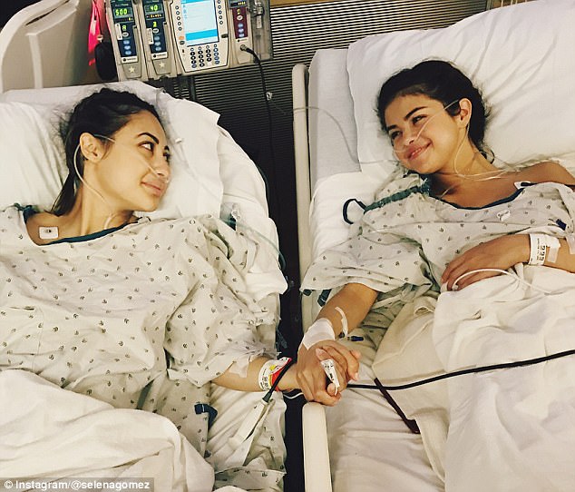 Better and better: Gomez (above with raisa after the transplant) was battling Lupus and arthritis before receiving the transplant, and has said both conditions improved afterwards and she now has more energy