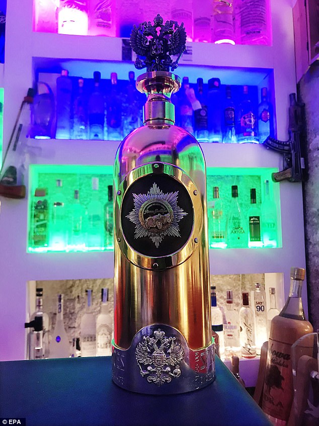 The bottle of Russo-Baltique - the only one in the world - was stolen from Cafe 33 bar in Copenhagen on Tuesday, and was recovered at a construction site empty of vodka