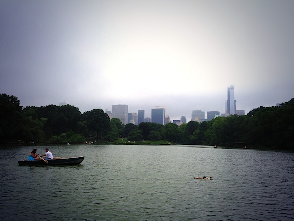 Guy rowing a boat in Central Park