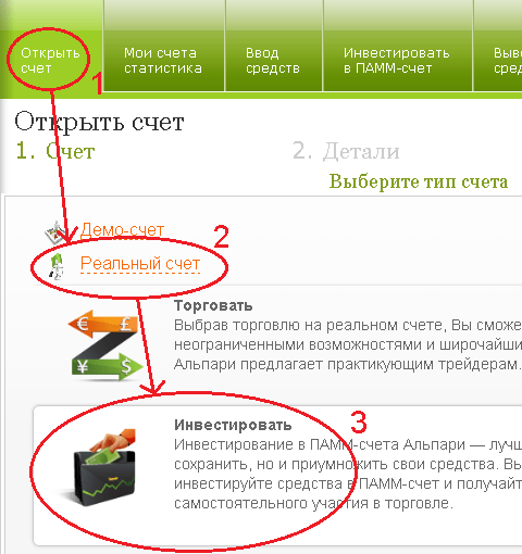Открыть счет на Альпари