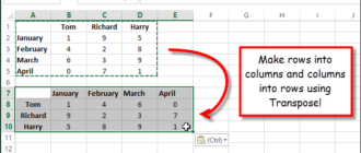 Как поменять местами (транспонировать) строки и столбцы в Excel 2013