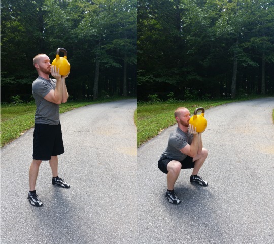 goblet squats with a kettlebell