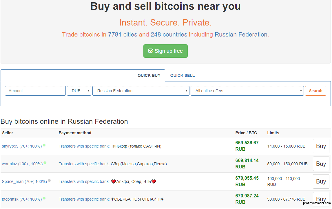 p2p биржа LocalBitcoins для покупки и продажи 