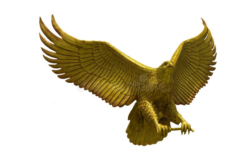 Golden eagle statue with big expanded wings. Stock Photo stock image