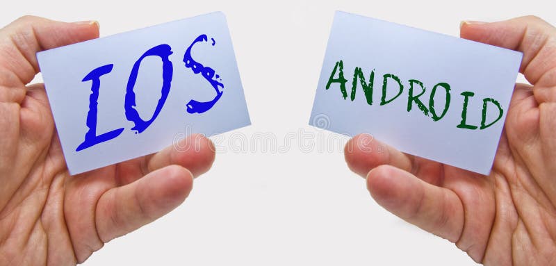 IOS versus ANDROID. Operative system for mobile phone royalty free stock photo