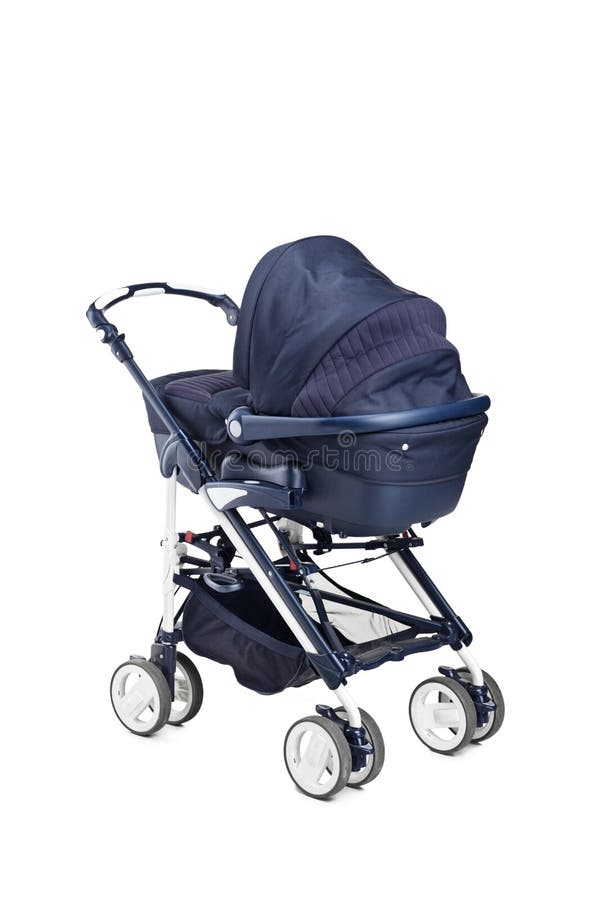 A modern baby stroller. Isolated against white background royalty free stock photos