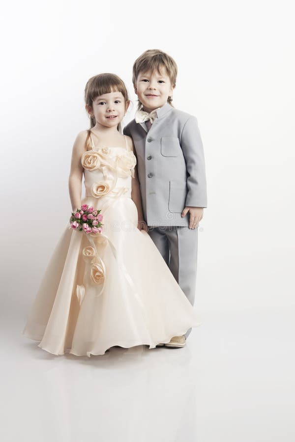 Portrait of two beautiful little boy and girl stock image
