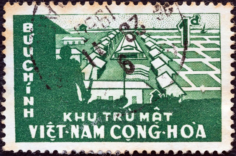 SOUTH VIETNAM - CIRCA 1960: A stamp printed in South Vietnam shows Co-operative Farm, circa 1960. royalty free stock images